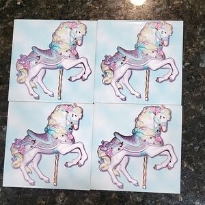 Vintage Carousel Horse Coasters Set